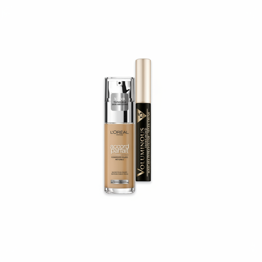 L'OREAL ACCORD PARFAIT FOUNDATION N.7.D/7.W + MASCARA VOLUMINOUS EXTRA BLACK GRATIS