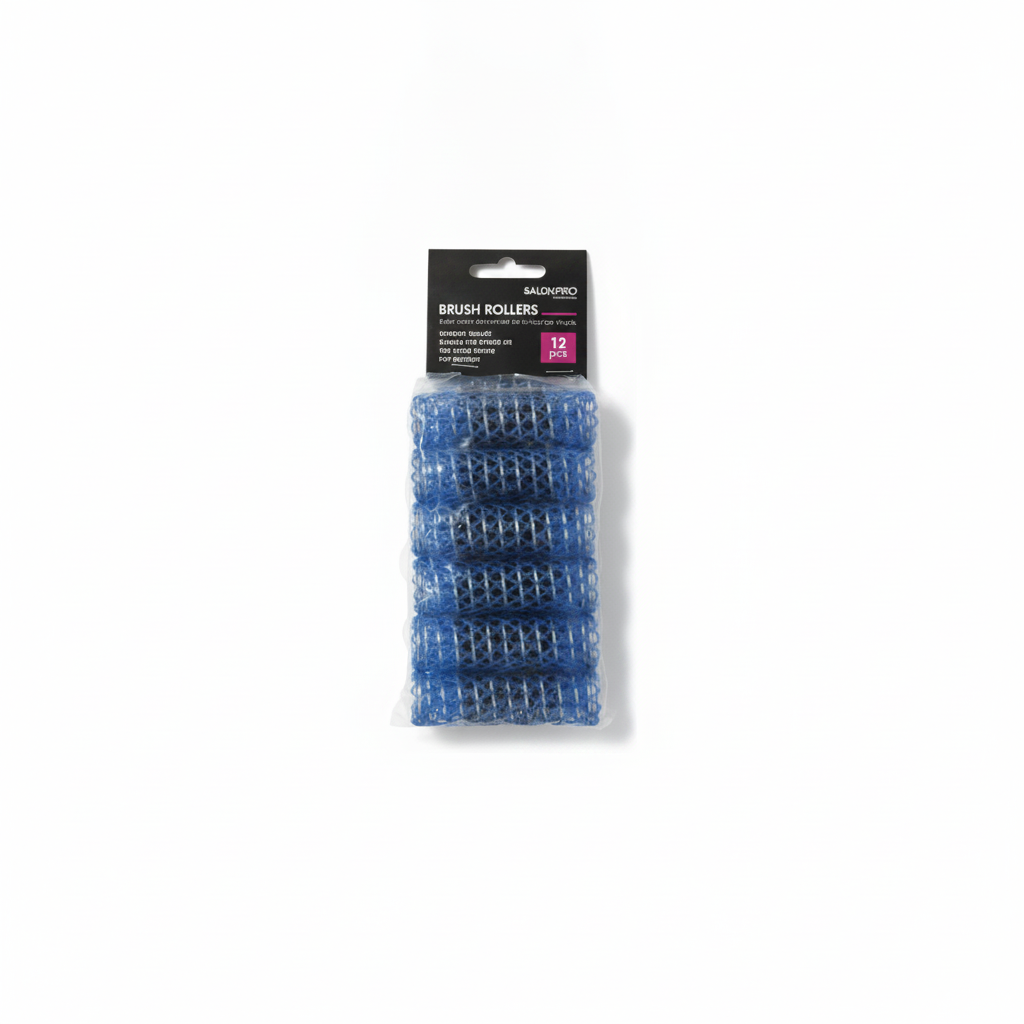 XANITALIA SALON PRO NETZLOCKENWALZE MIT BÜRSTE BLAU 20MM 12 STK