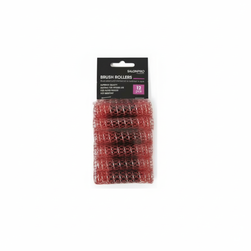 XANITALIA SALON PRO NETZLOCKENWALZE MIT BÜRSTE ROT 15MM 12 STK